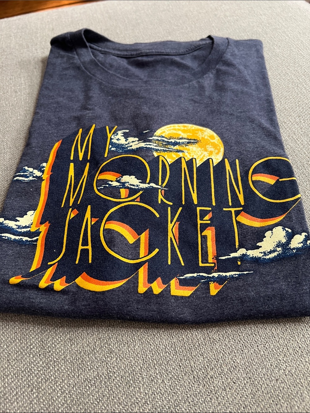 My Morning Jacket Band Graphic T-Shirt - Retro Rainbow Sun (Navy/Dark Gray) Smal